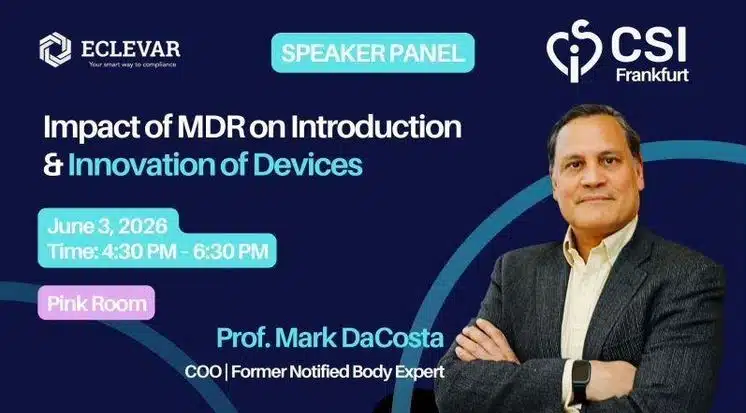 Prof. Mark DaCosta speaker panel at CSI Frankfurt on the impact of MDR on device innovation, 3 June 2026